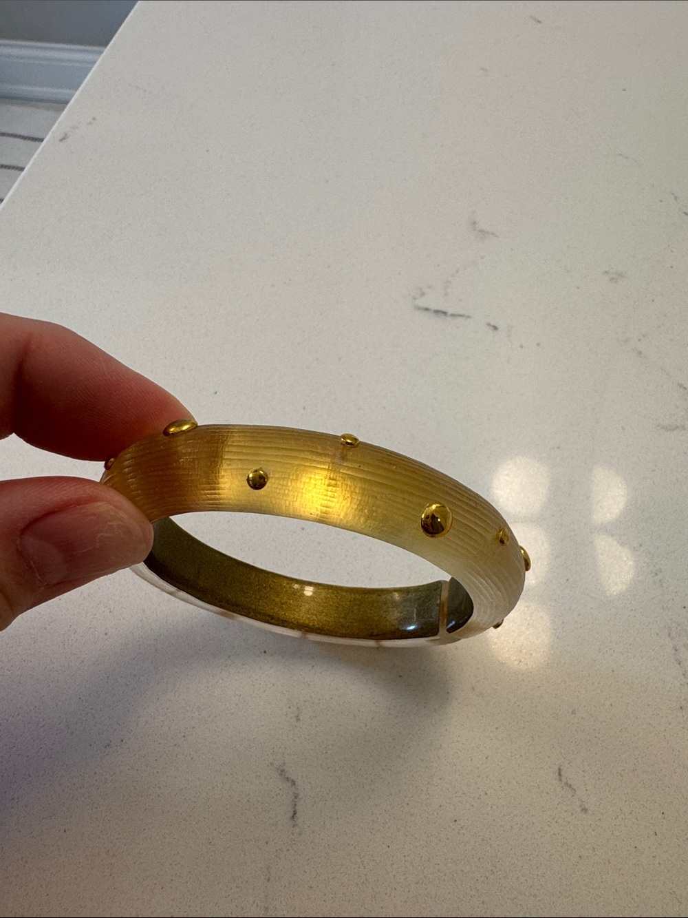 Alexis Bittar Gold Studded Resin Bangle Bracelet